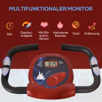 HOMCOM Heimtrainer mit Magnetwiderstand, 8-Stufen, höhenverstellbar, LCD-Display, Rot + Weiß(m-4)