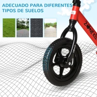 HOMCOM Bicicleta sin Pedales para Niños de +2 Años con Sillín Ajustable de 31-41 cm y Manillar Regulable Bicicleta de Equilibrio Infantil con Ruedas de 12" 89x37x55-60 cm Rojo(m-7)