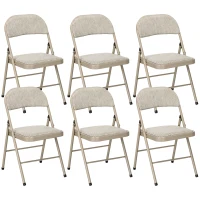 HOMCOM Lot de 6 chaises pliantes chaises de salle à manger portables cadre en acier dim. 45l x 46P x 78H cm beige(m-1)
