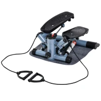 HOMCOM Mini Stepper Step Machine with Resistance Bands and Cushion Mat for Leg Arm Full Body Training Fitness Stair Stepper(m-10)