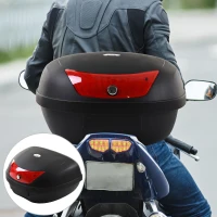 HOMCOM Baúl de Moto Maletero de Scooter para 1 Casco Integral y 1 Medio Capacidad de 48 L Cerradura con Dos Llaves Accesorios 59x43x33 cm Negro(m-2)