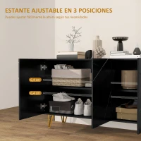 HOMCOM Aparador de Entrada con 3 Puertas y Estantes Ajustables para Cocina Sala 120x40x75 cm Negro(m-6)