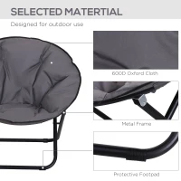 Outsunny Camping Moon Chair, Portable Folding Camping Chair for Adults with Wide Padded Oxford Seat for Outdoor Camp, Travel, Fishing, Beach, Grey(m-6)