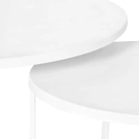 Outsunny Lot de 2 Tables Basses Rondes gigognes empilables de Jardin métal époxy Blanc(m-9)