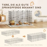 PawHut Klatka dla Małych Zwierząt, Modularne Zagrodenie zewnętrzne, 0,72 m² Powierzchni, Stal, Czarny(m-8)