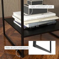 HOMCOM Table basse d'appoint carrée style industriel en métal noir avec une étagère - 40 x 40 x 45 cm noir(m-5)