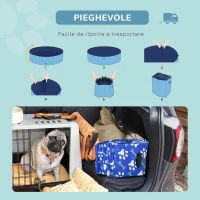 PawHut Piscina Rigida per Cani Taglia Grande Superiore a 65kg in Plastica Dura e Antiscivolo per Giardino o Interni, Blu Φ140x30cm(m-4)