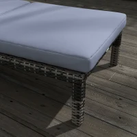 Outsunny Outdoor PE Rattan Sun Lounger, 5-Level Adjustable Backrest Wicker Outdoor Chaise Recliner, Garden Chair with 2 Wheels, Mixed Grey(m-8)