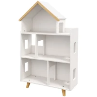 ZONEKIZ Estantería para Juguetes Infantil Organizador Infantil de 3 Niveles con 1 Techo Carga 50 kg 65x25x108,5 cm Blanco(m-11)