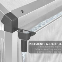 Outsunny Serra per Piante Porta Scorrevole Base Zincata Orto Tetto Regolabile Porta Scorrevole Telaio in Alluminio 242 x 190 x 195 cm(m-6)