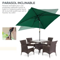 Outsunny Parasol inclinable rectangulaire aluminium polyester haute densité 3 x 2 m Vert(m-4)