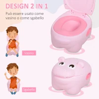 HOMCOM Vasino Per Bambini 6 Mesi-48 Mesi Antiscivolo Ippopotamo Rosa (40x30x23cm)(m-4)