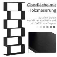 HOMCOM Standregal 6 Fächer CD DVD Raumteiler Wandregal Bücherregal Wandregal Büro Regal 80x24x191 cm(m-5)