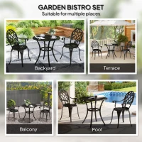 Outsunny Three-Piece Elegant Aluminium Garden Set - Black(m-6)