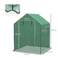 Outsunny Cubierta de Repuesto de Invernadero 140x143x190 cm con Ventana Puerta con Cremallera Anti-UV Protección de Plantas Verde(m-3)