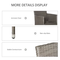 Outsunny Set of Four Rattan Armchairs, with Cushions - Grey(m-5)