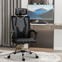 Vinsetto Fauteuil de bureau pivotante 360° avec appui-tête et support lombaire - hauteur d'assise réglable 58 x 62,5 x 112-120 cm gris(m-2)