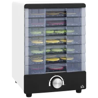 HOMCOM Deshidratador de Alimentos 350W con 7 Bandejas Temperatura Ajustable 40-70 ℃ para Frutas Golosinas para Mascotas Blanco(m-1)