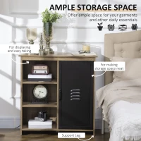 HOMCOM Storage Cabinet with 3 Open Shelves, Steel Door Cupboard and Adjustable Shelf, Industrial Sideboard for Living Room, Dining Room, Bedroom, Brown(m-4)