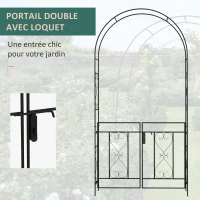 Outsunny Arche de Jardin avec portillon Arche à rosiers Style Fer forgé dim. 114L x 36l x 232H cm métal époxy Noir(m-5)