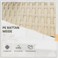 Outsunny Gartensitzgrupp Loungemöbel-Set, PE Rattan, 122 x 79 x 75 cm, Natur + Cremweiß(m-4)