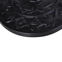 Outsunny Pied de parasol base de lestage parasol demi-cercle résine aspect fonte motif fleur dim. 50L x 31l x 32H cm, noir(m-9)