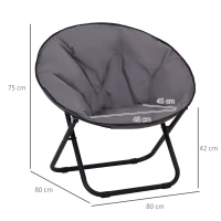 Outsunny Camping Moon Chair, Portable Folding Camping Chair for Adults with Wide Padded Oxford Seat for Outdoor Camp, Travel, Fishing, Beach, Grey(m-3)