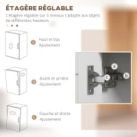 HOMCOM Meuble armoire micro-ondes pour cuisine avec 1 niche, 3 portes passe-câbles 80 x 35 x 97 cm blanc et aspect bois(m-6)
