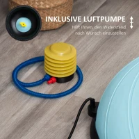 HOMCOM Ø 58 cm Yogaball Halbkugel Balance Trainer Balance-Ball Halber Gymnastikball mit Trainingsseil Zuhause für Yoga Balance Stabilität Hellblau(m-7)