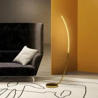 HOMCOM Modern 147cm Curved LED Floor Lamp - Gold Tone(m-2)