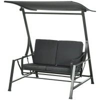 Outsunny Dondolo da Giardino 2 Posti in Acciaio con Tettuccio Inclinabile e Cuscini, 148x129x172 cm(m-10)