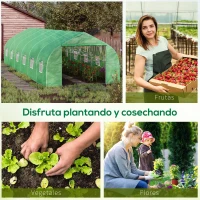 Outsunny Invernadero de Exterior Invernadero de Túnel 8x3x2 m Invernadero de Jardín con 12 Ventanas y Puerta Enrollable para Cultivo Plantas Tomates Verduras Acero y PE 140 g/m² Verde(m-7)
