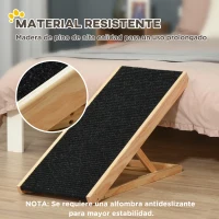 PawHut Rampa Plegable para Perros y Gatos de Madera con Altura Ajustable de 4 Niveles y Alfombra Antideslizante Escaleras de Mascotas para Coche Cama y Sofá 90x40x61 cm Natural(m-4)