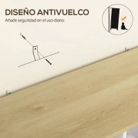HOMCOM Aparador de Cocina con Estante de Puerta Cajón Puertas Magnéticas Estantes Ajustables 105x40x83 cm Blanco y Roble(m-6)