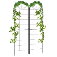 Outsunny Metal Trellis Set of 2, Garden Trellis for Climbing Plants Support Frames, Grid Design(m-1)