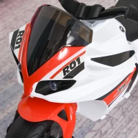 HOMCOM Moto Giocattolo a 3 Ruote per Bambini 18-36 Mesi, Motocicletta Cavalcabile Stile Polizia con Musica e Fari Senza Pedali in PP e Metallo Bianco e Rosso(m-9)