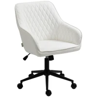 Vinsetto Silla de Oficina Basculante de Cuero PU con Altura Ajustable para Dormitorio Estudio 59x60x90-100 cm Blanco(m-11)