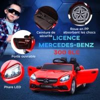 AIYAPLAY Voiture électrique enfants licence Mercedes SLC 300 12V V. Max. 5 Km/h effets sonores lumineux télécommande rouge(m-6)