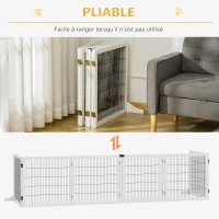 PawHut Barrière de sécurité chien barrière autoportante barrière modulable pliable 6 panneaux 2 pieds support bois de pin(m-6)