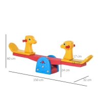 HOMCOM Altalena a Bilico con Maniglie Antiscivolo per Bambini Età 1-4 Anni, Plastica HDPE Atossica, 150x32x60cm, Multicolore(m-3)