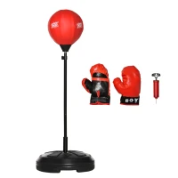 HOMCOM Kids Punching Bag with Stand, Free Standing Boxing Bag Set, Speed Bag with Speedball Adjustable Height from 122cm to 154cm for Ages 8-10 Years(m-1)