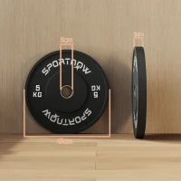 SPORTNOW Set 2 Discuri Greutăți 2x5 kg din Cauciuc cu Orificiu de 5 cm pentru Gantere și Grijuri, Ø45x2 cm, Negru(m-3)