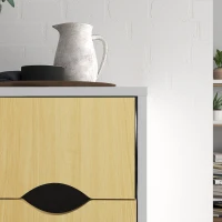 HOMCOM Buffet sur pied meuble de rangement scandinave 2 portes 1 tiroir 58 x 30 x 91 cm naturel blanc(m-9)