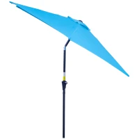 Outsunny 2.6M Garden Parasol Umbrella with Tilt and Crank, Outdoor Sun Parasol Sunshade Shelter with Aluminium Frame, Blue(m-8)