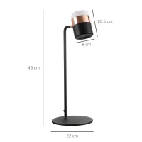 HOMCOM Tischlampe Nachttischlampe Tischleuchte LED 90° verstellbar Industrial Stil Metall Schwarz+Gold 27 x 24 x 51 cm(m-3)