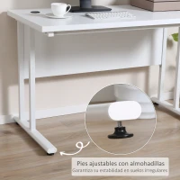 HOMCOM Escritorio Mesa de Ordenador Moderna con 2 Orificios para Cables con Pies Ajustables Mesa Multifuncional para Oficina Estudio 120x60x75 cm Blanco(m-6)