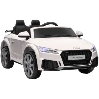 HOMCOM Kinder-Elektroauto, Audi TT RS Roadster, 3 km/h, Fernbedienung, LED, USB, Weiß(m-10)