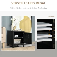 HOMCOM Nachttisch, Beistelltisch mit verstellbarem Regal, Tür, Nachtschrank für Schlafzimmer, Wohnzimmer, Metall, Schwarz, 50 x 40 x 47,5 cm(m-5)