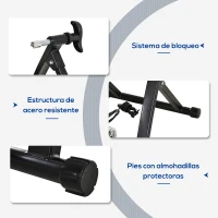 HOMCOM Rodillo de Bicicleta Plegable con Resistencia Magnética Ajustable para Ruedas de 26-28'' de interior 68x62,5x49 cm Negro(m-4)