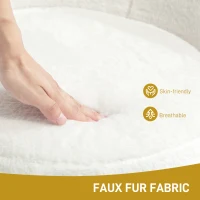 HOMCOM Faux Fur Accent Chair with Golden Metal Legs, Upholstered Comfy Tub Chair with Non-Slip Footpads, Seat Cushion for Bedroom, Living Room and Office, White(m-4)